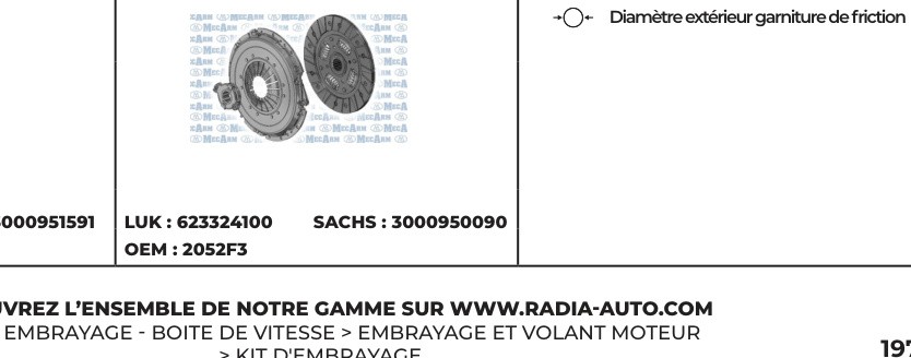 KIT EMBRAYAGE POUR - Réf. zbMK10011